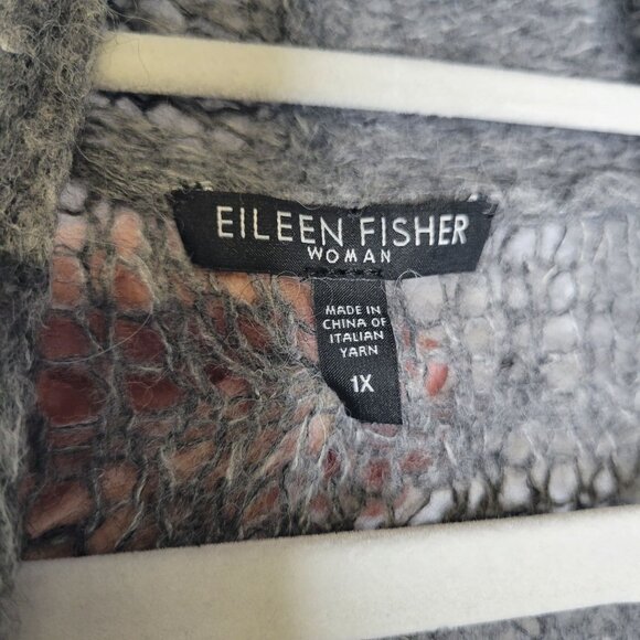 Eileen Fisher Women's Medium Cardigan Sweater Open Front Knit Alpaca Wool Blend - Picture 3 of 4
